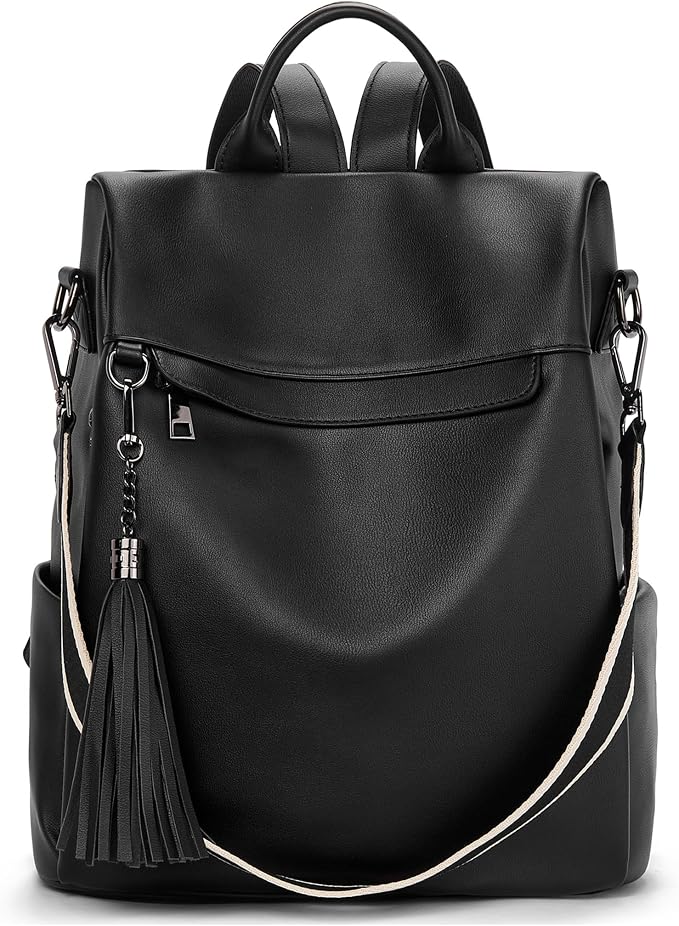 Telena Backpack Purse for Women, PU Leather Anti Theft Travel Purse Shoulder Bags with Tassel by Telena