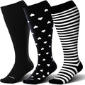 LEVSOX Wide Calf Compression Socks for Women&Men Plus Size 15-20mmHg Knee High Large Support Stockings for Circulation by Levsox