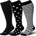 LEVSOX Wide Calf Compression Socks for Women&Men Plus Size 15-20mmHg Knee High Large Support Stockings for Circulation by Levsox