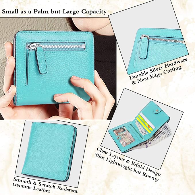 Small Leather Wallet for Women, Ladies Credit Card Holder RFID Blocking Women's Mini Bifold Pocket Purse - Image 3