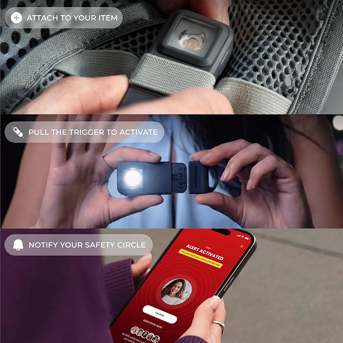 Pebblebee Halo Personal Safety Alarm, Loud Siren & Strobe | Location Sharing, Rechargeable Keychain w/ Flashlight | Works w/ Apple & Google Find - Image 4