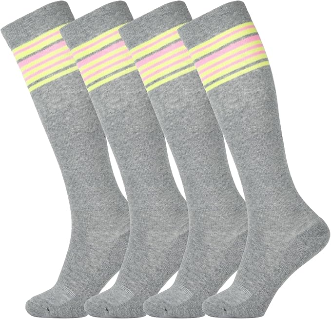 +MD Cotton Compression Socks for Women & Men 4/6 Pairs 15-20mmHg Knee High for Sports, Travel, Nursing Long Sitting Standing by MD