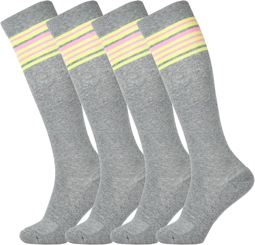+MD Cotton Compression Socks for Women & Men 4/6 Pairs 15-20mmHg Knee High for Sports, Travel, Nursing Long Sitting Standing by MD