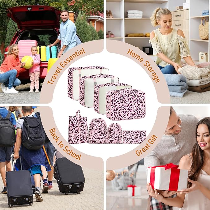 Packing Cubes for Travel - 8 Set Luggage Organizer Bags for Family, Mesh Breathable Packing Cubes for Suitcases Durable Travel Essentials Bags Set - Image 7