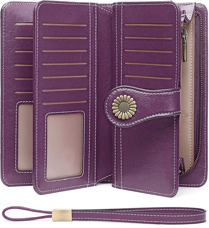 SENDEFN Wallets for Women Leather Credit Card Holder with RFID Blocking Large Capacity Wristlet | with RFID Blocking by SENDEFN