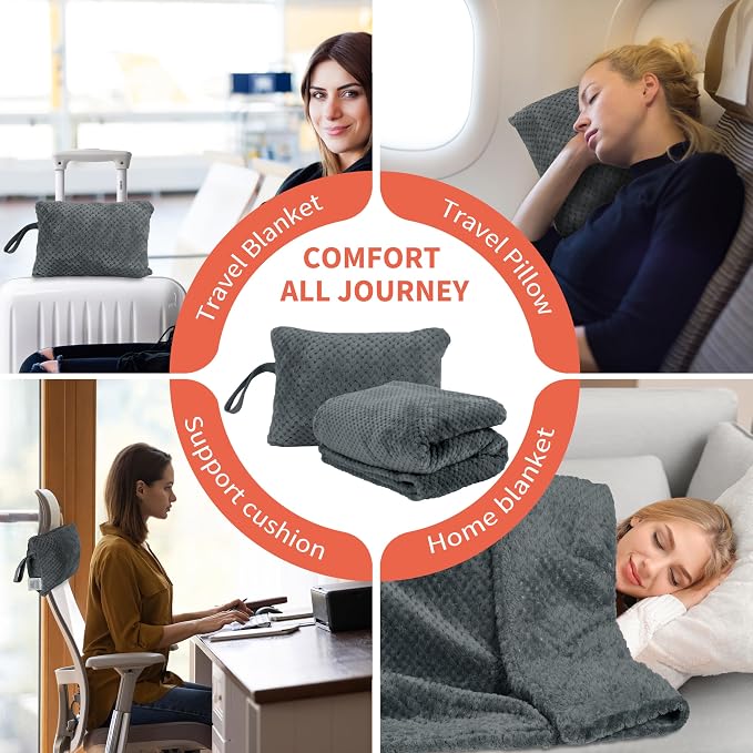 Tirrinia Travel Blanket Compact with Bag, Soft Lightweight Wearable Blanket with Foot Pockets, Airplane Travel Essential Gift - Image 5