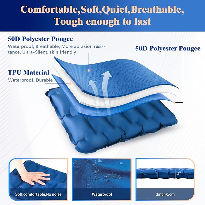 HiiPeak Inflatable Seat Cushion, Lightweight Compact Stadium Seat Pad Camping Air Seat Cushion By Hand Inflation for Bleachers Backpacking Hiking Airplane Office Car Sports Events Concert - Image 7