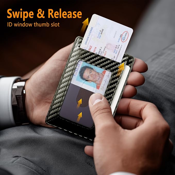 Travelambo Slim Minimalist Wallet for Men, RFID Blocking Credit Card Holder, Front Pocket ID Card Case, Gifts for Men, Husband, Boyfriend, Teenage - Image 6