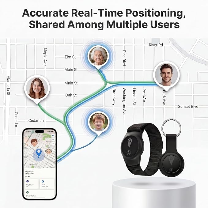 GPS Tracker for Kids, Real-Time GPS Tracking Device for Kids | Wearable Wristband & Keychain Design, No Monthly Fee/No SIM Card, Lightweight, Works with iOS Find My, IP68 Waterproof - Image 2