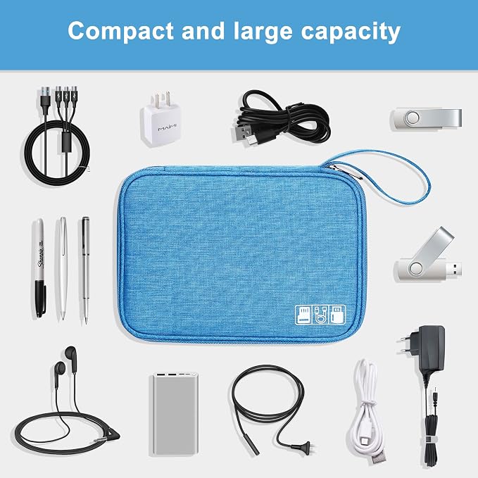 SELLYFELLY Travel Electronics Organizer Portable Cable Organizer Bag for Storage Electronic Accessories Case for Cord,Phone,Charger,Flash Drive (Sky Blue) - Image 3