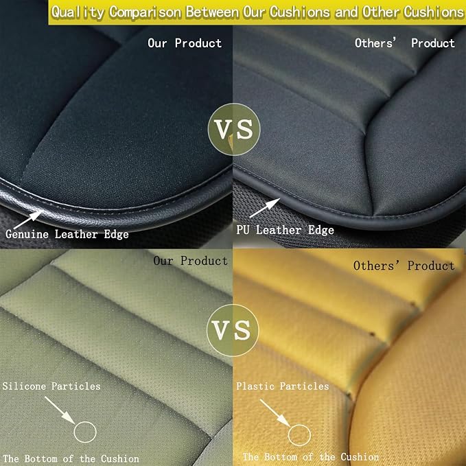 Car Seat Cushion Pad for Home Use Car Driver Seat Office Chair Memory Foam Seat Cushion(Khaki) - Image 2
