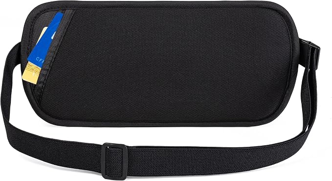 RFID Blocking Money Belt - Passport Holder & Travel Wallet, Slim Hidden Fanny Packs for Women Men - Black - Image 6