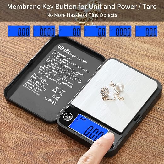 Vitafit 500g Digital Pocket Scale,High Accuracy Assured by Scale Professional Factory Since 2001, Gram Scale 0.01g for Multifunction: Lab,Food, Kitchen,Coffee,Jewelry; Black - Image 8