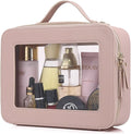 Pinkmik Clear Makeup Bag, (Pink, L) | Mahjong Tiles Bag ,Travel Cosmetics and Toiletries Case, Portable Makeup Organizer,Car Bag with Zipper,Waterproof, by Pinkmik