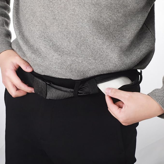 Cozypower 2 Pcs Hidden Money Belt for Travel Hidden Pockets Under Clothes Security Money Wallet Nylon Security Cash Safe Anti Theft Tactical Belt with Pouch - Image 5