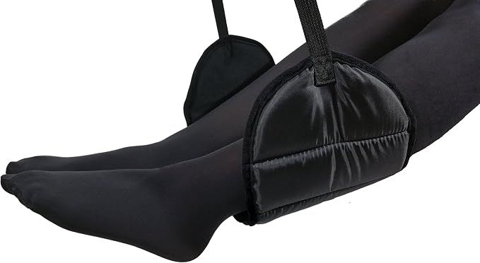 Sleepy Ride - Airplane Footrest Made with Premium Memory Foam - Airplane Travel Accessories - Helps to Prevent Swelling and Soreness - Provides Comfort for Shorter Legs (Jet Black) by SleepyRide