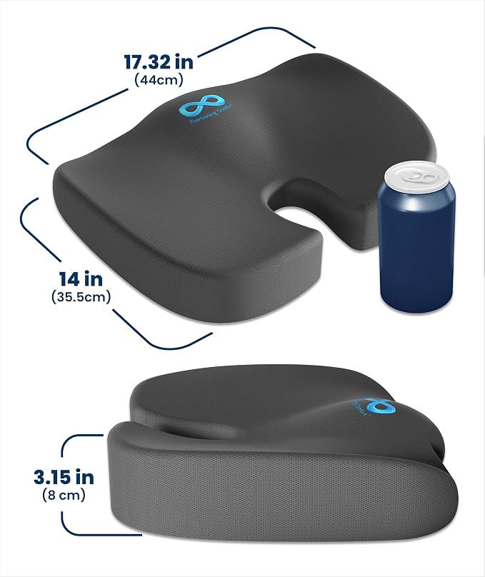 Everlasting Comfort Doctor Recommended Memory Foam Seat Cushion for Office Chairs & Car - Ergonomic Office Desk Accessories - Cushions for Tailbone Pain Relief, Sciatica (Gray, Large) - Image 9