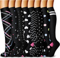 QUXIANG Copper Compression Socks for Women & Men Circulation (8 Pairs) - Best for Running Athletic Cycling - 15-20 mmHg by QUXIANG