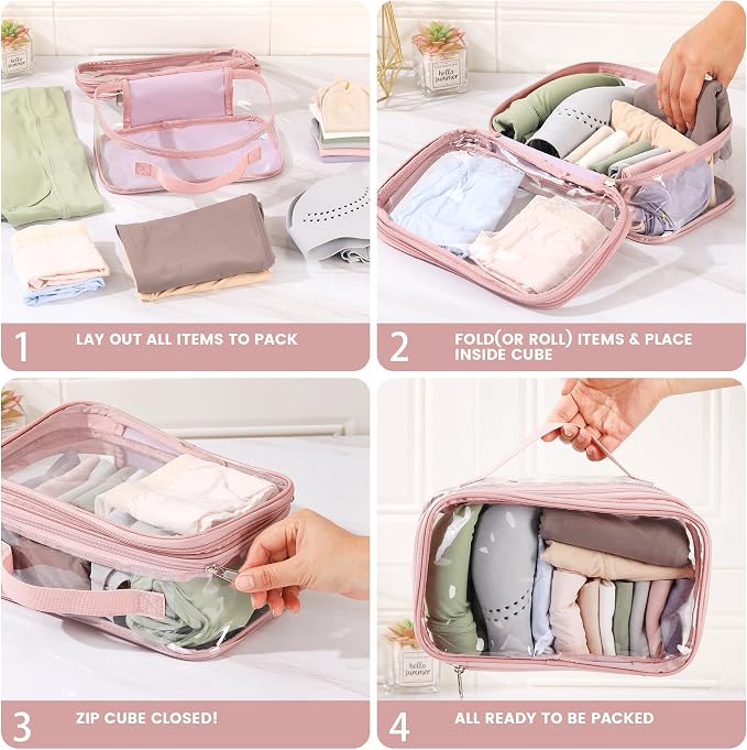 BORMELUN Large clear travel pouch,TSA approved toiletry reusable organizer with zipper proof purse makeup case carry On (Pink) - Image 6