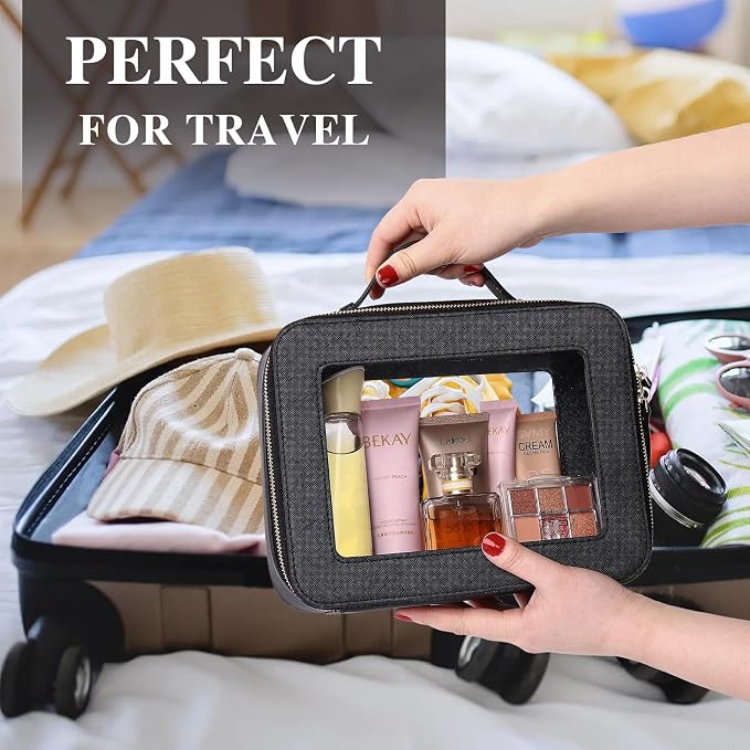 Pinkmik Clear Makeup Bag, (Black, L) | Mahjong Tiles Bag ,Travel Cosmetics and Toiletries Case, Portable Makeup Organizer,Car Bag with Zipper,Waterproof, - Image 4