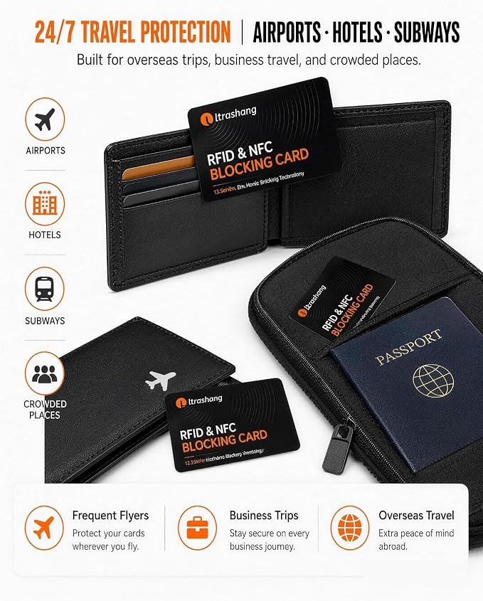 Safe RFID Blocking Card: 24/7 Credit Card Protection for Travel in Crowds | 3-Second Tap-to-Pay Self-Tested - Blocks up to 99% Contactless Skimming Risk for Overseas Vacations & Business Trips - 2Pack - Image 4