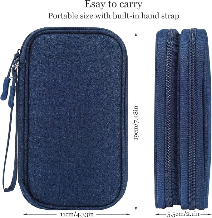 CAOODKDK Electronic Organizer Travel Cable Accessories Bag, Electronic Organizer Case, Electronic Accessories Organizer Bag for Power Bank, Charging Cords, USB Cable, Earphones (Navy Blue) - Image 3