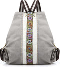 Goodhan Women Canvas Backpack Daypack Casual Shoulder Bag, Vintage Heavy-duty Anti-theft Travel Backpack, Light Grey by Goodhan