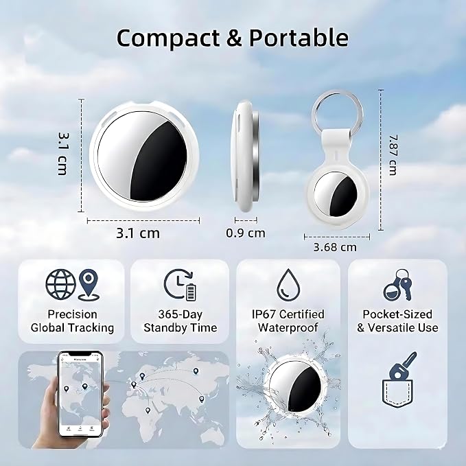 4 Pack Smart Tracker Tags MFi Certified Item Finder Apple Find My iOS Only | Bluetooth Air Worldwide Tracking Tracker Tags Waterproof Key Finder Locator with Sound for Luggage Wallet Pets Dogs Cats - Image 3