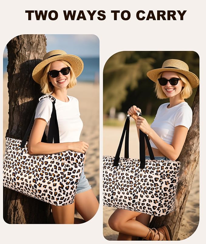 ISEYOU Extra Large Beach Bag Waterproof Beach Totes Bags for Women, Lightweight Foldable Pool Bag with Zipper Wet Compartment - Image 5
