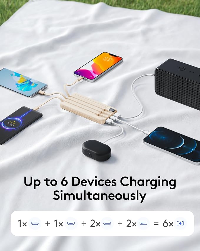 Orfeika Fast Charging Portable Charger Power Bank with Built-in 4 Cables | 10000mAh|Ultra-Slim&Light|Flight-Safe|Power 6 Devices at Once|22.5W|Battery Pack For iPhone,Samsung,Google|Travel Essentials - Image 8
