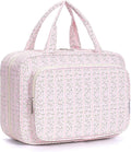Narwey Travel Toiletry Bag for Women Large Hanging Makeup Bag Organizer Toiletries Bag for Full Size Essentials Accessories Cosmetics (Pink Flower Buds (Large)) by Narwey