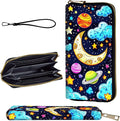 Wallet,Leather Long Wallet Suitable For Ladies And Teenagers - Detachable Wristband + RFID Travel Wallet With Card Slot - Colored Universe by Unknown