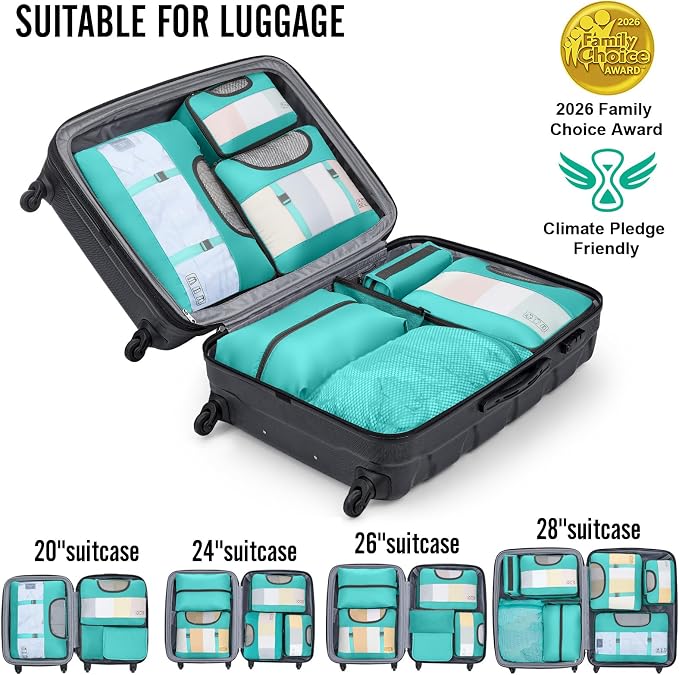 Veken 10 Set Packing Cubes for Travel Essentials, Suitcase Organizer Bags in 4 Sizes, Carry-On Luggage Accessories with Laundry Bag, Airplane Must Have with 99-Count Mesh Holes - Image 6
