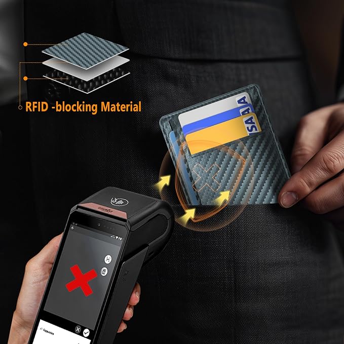 Travelambo Slim Minimalist Wallet for Men, RFID Blocking Credit Card Holder, Front Pocket ID Card Case, Gifts for Men, Husband, Boyfriend, Teenage - Image 5