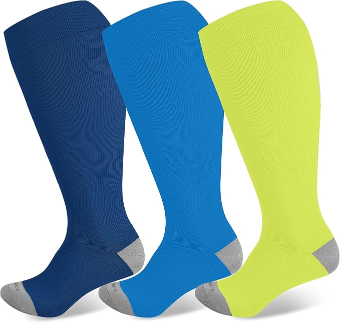 LEVSOX Plus Size Compression Socks Wide Calf Men&Women 20-30 mmhg Knee High Support Socks for Medical, Nurse, Diabetic by Levsox