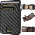 Men’s RFID Blocking Zipper Large Dimensions Wallet with 2 ID Windows - Large Capacity Design, 13 Credit Card Slots by LATKWO
