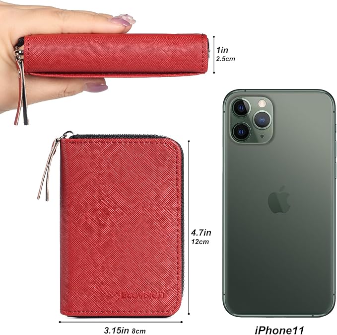 Credit Card Wallet, RFID Card Case Wallet, Zipper Card Cases Holder for Men Women, RFID Blocking, KeyChain Wallet, Compact Size Card Organizer Case for Women - Image 7
