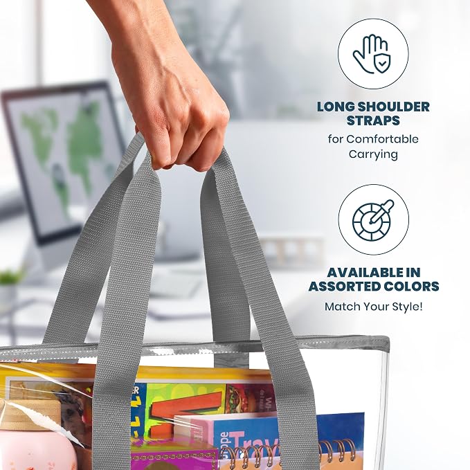 Handy Laundry Clear Tote Bag - Zipper Closure, Long Shoulder Strap, Fabric Trimming. - Image 6