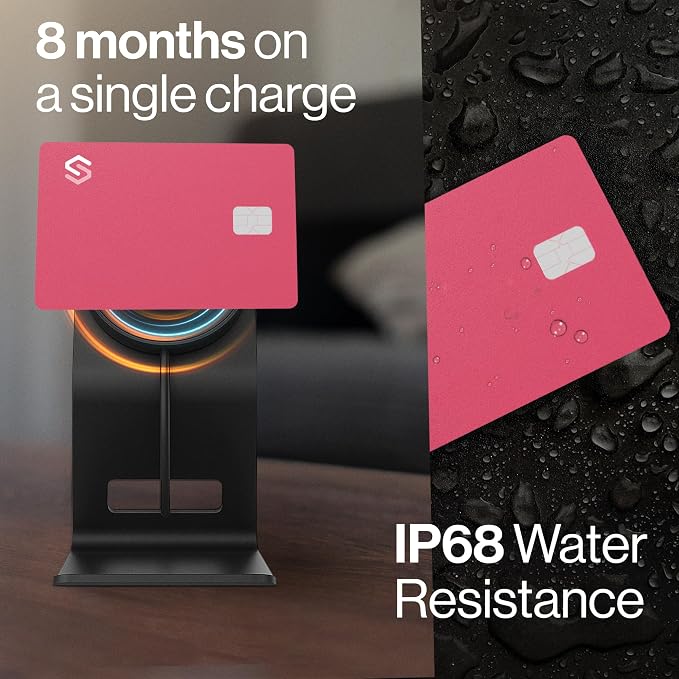 SPOTMINDERS Apple MFi Certified Credit Card Wallet Tracker PRO Pink (iOS Only) Travel Essentials for Women Works with Apple Find My Rechargeable Tracking Card IP68 0.07in Slim Item Finder for Passport - Image 6