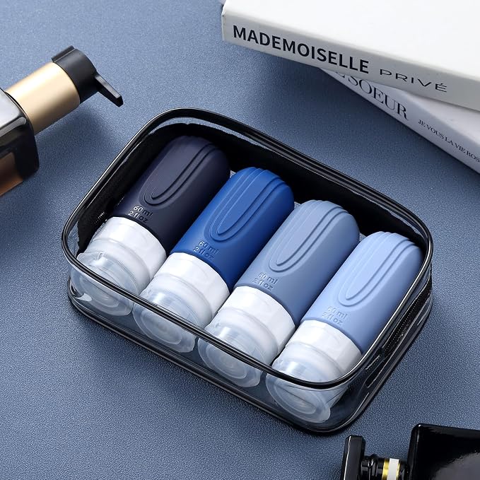 Mrsdry Travel Bottles for Toiletries, Tsa Approved 2oz Travel size Bottles, BPA Free Leak Proof Travels Toiletry Containers, Traveler Accessories with Toiletry Bag for Shampoo Liquid (4 Pack) - Image 7
