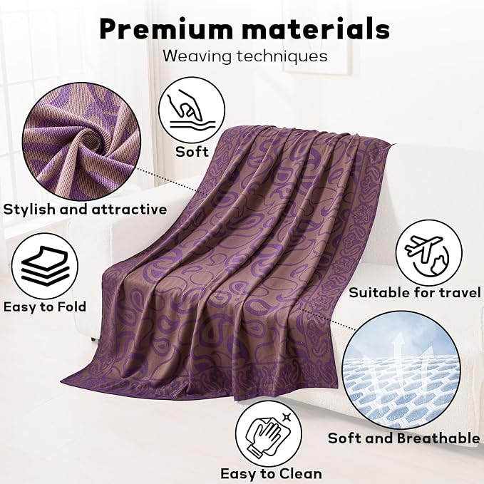 Travel Blanket Airplane - Ultra Soft & Lightweight Knit Design Compact Airplane Blanket,53x72 Inch,Stylish Travel Shawl Wraps for Flights,Office,Home Use,Travel Essentials & Gifts - Image 5