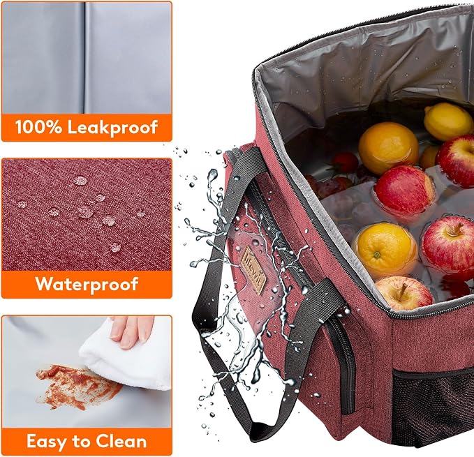 Lifewit Large Lunch Bag, Insulated Lunch Box, Soft Cooler Cooling Tote for Adult Men Women, Burgundy 40-Can (24L) - Image 5
