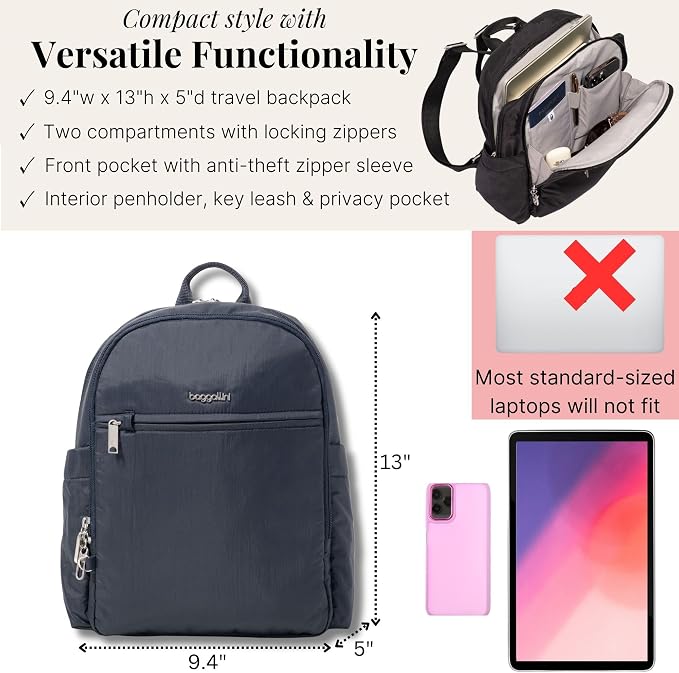 Securtex Anti-Theft Getaway Backpack - 9.4"x13"x5" Travel Safe Bag w/Locking Zippers, Slash-Resistant, RFID - Image 3