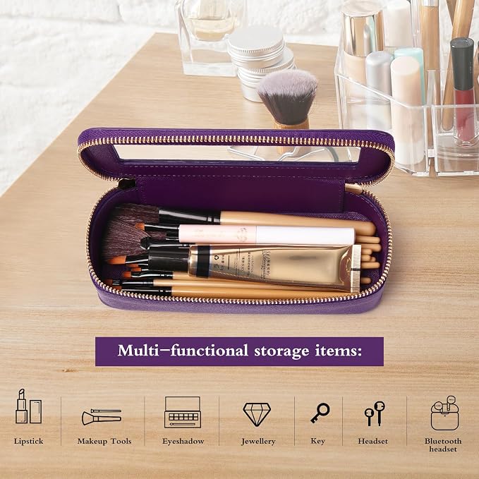 Pinkmik Makeup Brush Case, D.Purple, Slim | Clear Travel Cosmetic & Toiletry Bag, Purse Organizer, Car Essential Bag, For Women - Image 5