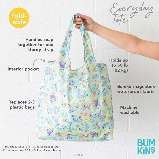 Bumkins Reusable Grocery Shopping Tote Bag for Women, Large Boho Style with Handles, Foldable, Washable, Shoulder Straps - Image 2