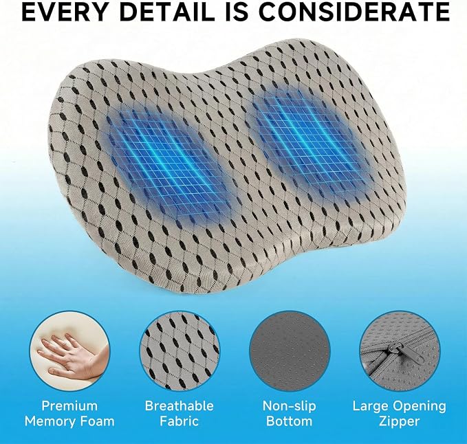 Livtribe Car Seat Cushion - Memory Foam Seat Pad for Sciatica & Lower Back Pain Relief - Driving Cushion with Breathable Mesh Cover - Road Trip Essentials for Drivers (3D Gray) - Image 7