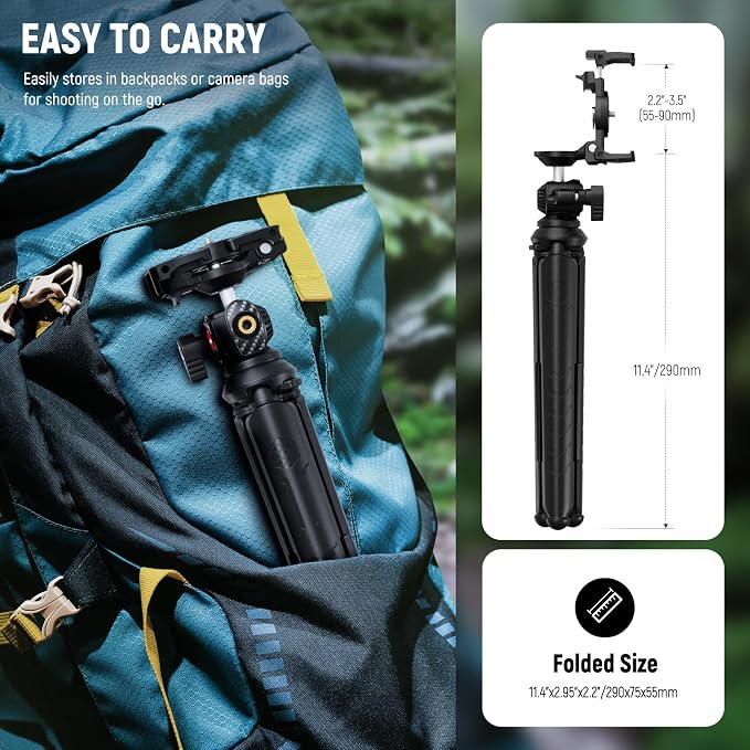 NEEWER Tripod for iPhone with Remote, Mini Flexible Phone Tripod Stand | Vlog Selfie Stick, Phone Holder, Action Camera Adapter, Compatible with iPhone GoPro Insta360 Samsung Digital Camera, TP35 - Image 7