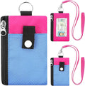 Minimalist RFID Blocking Wallet with 2 Zip Pockets and Lanyard, Water Resistant ID Case with Key Ring and Cards Badge Holder, Coin Purse Pouch for Men and Women Travel Sports -BU+ROSE by Unknown