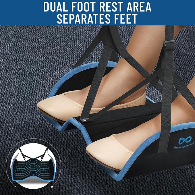 Everlasting Comfort Airplane Foot Hammock - Memory Foam Foot Rest for Plane Travel - Portable Foot Rest for Air Travel, Desk & Car - Airplane Essentials Foot Hammock for Plane Travel - Image 5