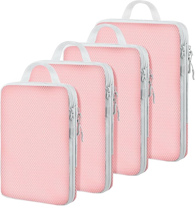 4 Set Packing Cubes For Travel Essentials, Luggage Packing Organization Cubes Suitcase Organizer Bags Set For Luggage Travel Packing Cubes For Suitcases Durable (4 Pcs, Pink) by Unknown